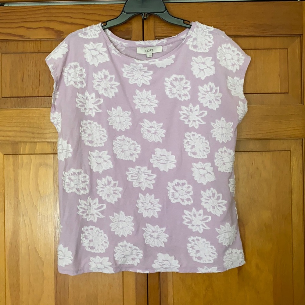 LOFT Lilac Floral Blouse